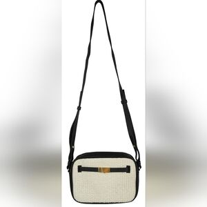 Nwt Demellier Elegant New York Crossbody Bag In Black And Natural
